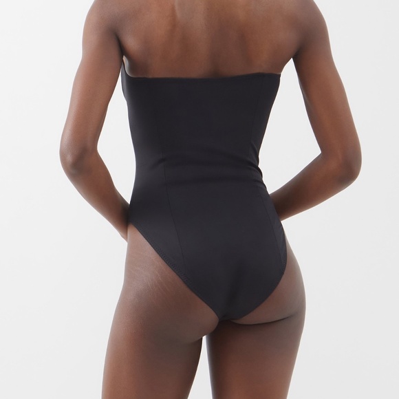 New NORMA KAMALI Mio Bandeau Black One Piece Swim Suit Clear Straps XL - Picture 3 of 9